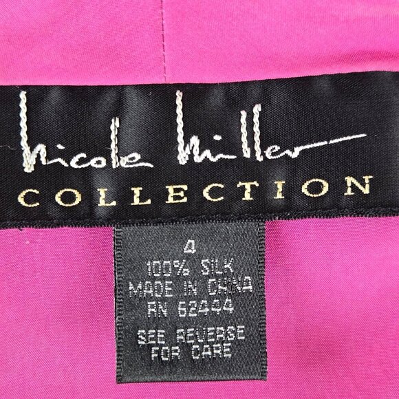 Nicole Miller Collection Size 4 Pink 100% Silk Blouse Tie at Neck Flutter Sleeve - Picture 9 of 11